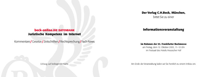 Verlag C.H.Beck, Einladungskarte, Innenseiten