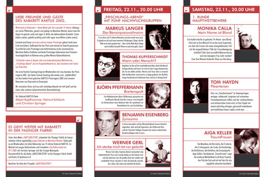 Kultur und Spielraum, Kabarett Kaktus, Programmfalter-Innenseiten