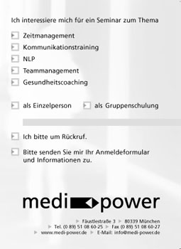 Rücksendekarte, Vorderseite