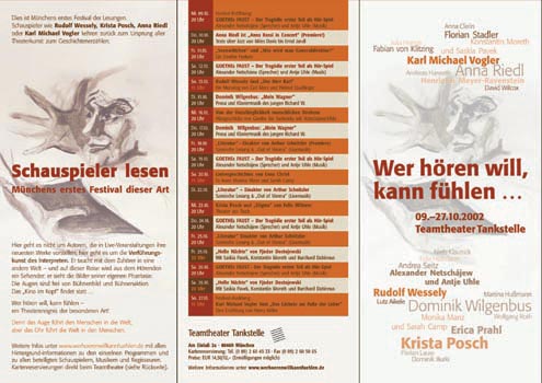 pro arte, Schauspieler lesen, Falter-Außenseite