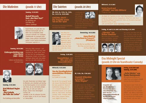 pro arte, Schauspieler lesen, Falter-Innenseite