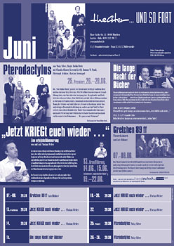 theater ... und so fort, Monatsprogramm, Plakat und Falter