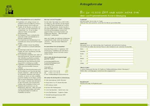 Landeshauptstadt München, Wettbewerb für Kinderfreundlichkeit, Fragebogen Ideenwettbewerb