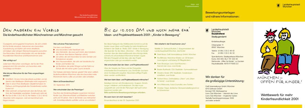 Landeshauptstadt München, Wettbewerb für Kinderfreundlichkeit, Falter-Außenseite