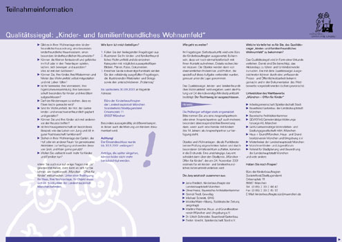 Landeshauptstadt München, Wettbewerb für Kinderfreundlichkeit, Fragebogen Wohnumfeld