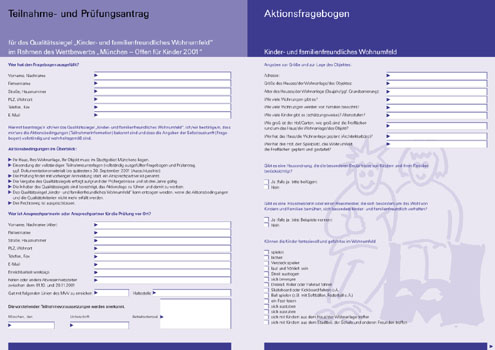 Landeshauptstadt München, Wettbewerb für Kinderfreundlichkeit, Fragebogen Wohnumfeld